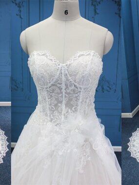 WT5129 - strapless beaded lace wedding dress